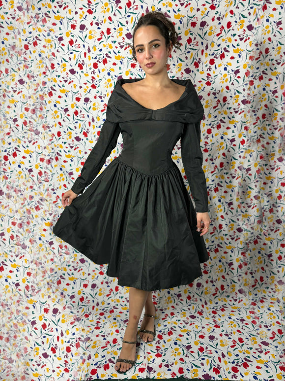 1980s Black Dress