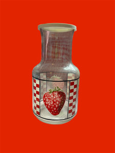 1970s Strawberry Checkerboard Pitcher/Vase