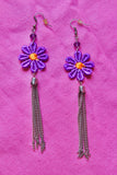 Purple daisy chain earrings