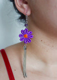 Purple daisy chain earrings